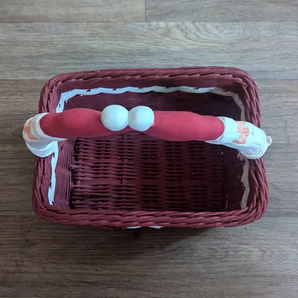 Vintage Santa Christmas Woven Basket Decor